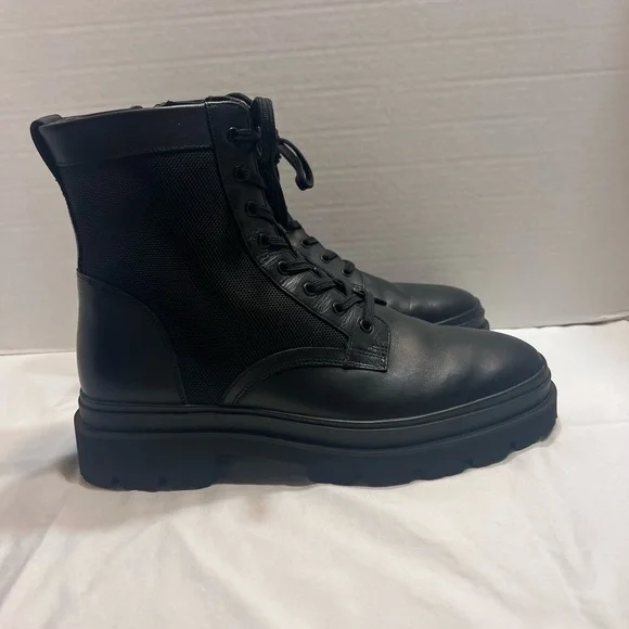 Vince Raider Combat Black Lace-Up Boots Size 9 BLACK LEATHER ARMY COMBAT BOOTS - Tactical Cadet Security  main image 4
